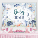 Wenig Taucher Und Unterseeisch Fische Babydusche Hintergrund